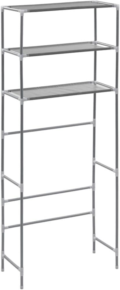 vidaXL Storage Shelf, 3-Tier Washing Machine Storage Rack, Above Washer Dryer Organizer Stand, Freestanding Bathroom Storage Rack, Silver