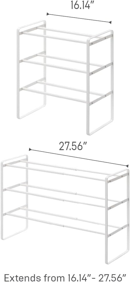YAMAZAKI Home Frame Adjustable Shoe Rack - Spacesaving Storage Solution, 7" - Steel - Holds Up to 4 Pairs of Shoes Per Shelf