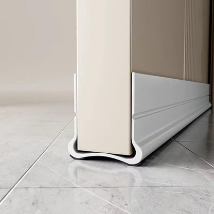 Flexible Adhesive PVC Door Bottom – 39” Long | Fits Standard 1 3/4” Doors | Self Stick Under Door Draft Stopper | Weather Stripping Seal for Noise, Dust, Air & Bug Protection (White, 39" Long)