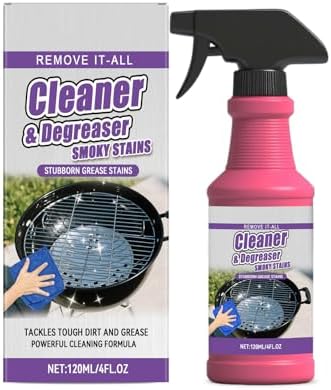 Fast-Acting Heavy-Duty Grill Degreaser Spray, BBQ Grill Cleaner Spray for Outdoor Grills, Safe Heavy Duty Cleaner for Burnt Food & Grease, for Stubborn Splatters, Stove Top, Grill, Drip Pans (1PCS)