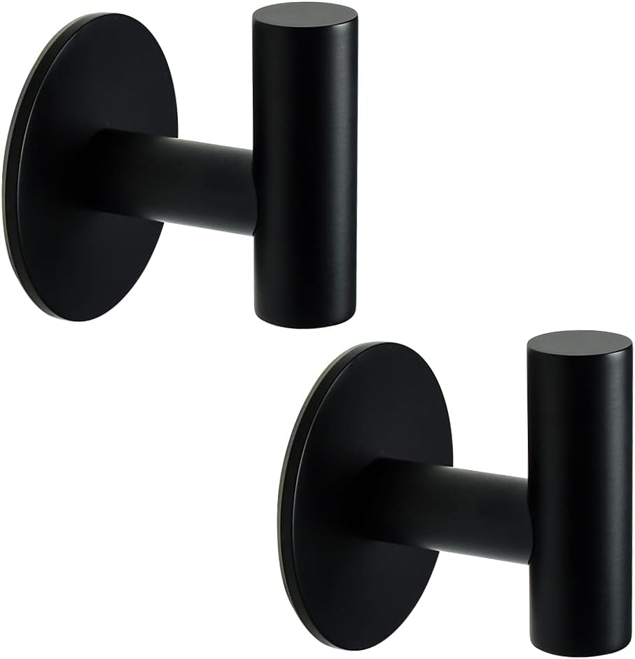 Vuzvuv Adhesive Hooks White SUS304 Stainless Steel - Self Adhesive Heavy Duty Waterproof Wall Hooks for Towel, Coat, Robe in Bathrooms Kitchen Hotel (2-Pack)