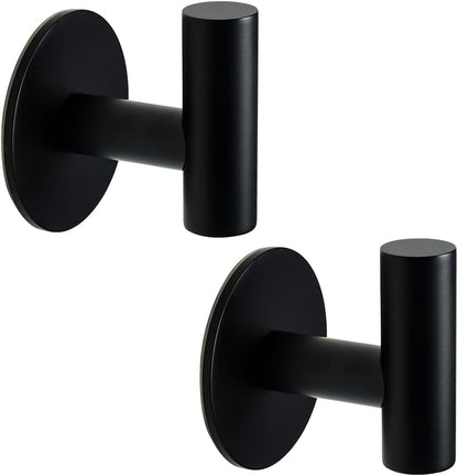 Vuzvuv Adhesive Hooks White SUS304 Stainless Steel - Self Adhesive Heavy Duty Waterproof Wall Hooks for Towel, Coat, Robe in Bathrooms Kitchen Hotel (2-Pack)