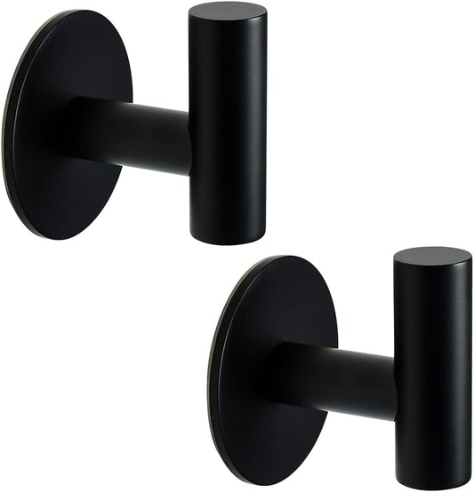 Vuzvuv Adhesive Hooks White SUS304 Stainless Steel - Self Adhesive Heavy Duty Waterproof Wall Hooks for Towel, Coat, Robe in Bathrooms Kitchen Hotel (2-Pack)