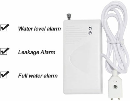 Water Level Leak Alarm with 16.4Ft 2 Sensors,120dB Strobe, Metal | 9V Battery-Powered, Dual Sensors Float Switch and Leak Probe, Adjustable Volume, For Sump Pump Dishwasher Under Sink Basement