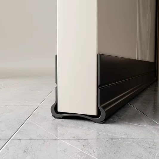 Flexible Adhesive PVC Door Bottom – 39” Long | Fits Standard 1 3/4” Doors | Self Stick Under Door Draft Stopper | Weather Stripping Seal for Noise, Dust, Air & Bug Protection (White, 39" Long)