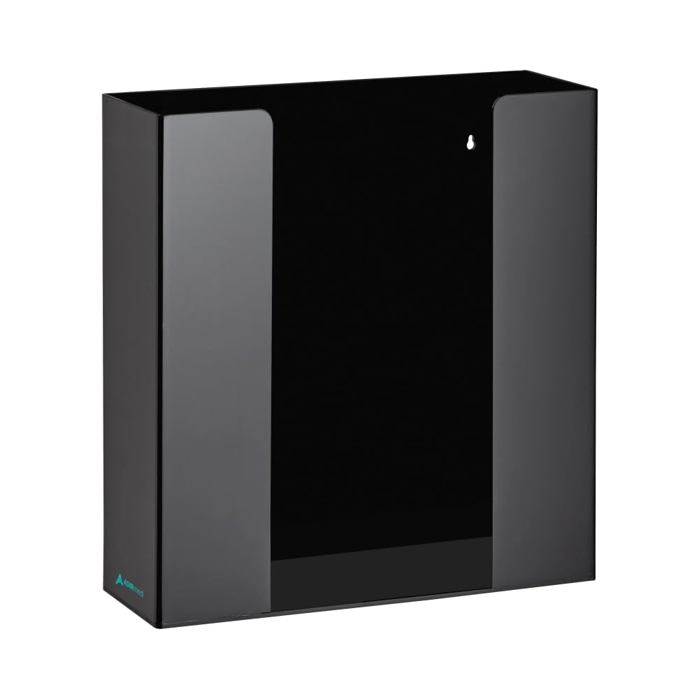 AdirMed VivaEssentials Double Glove Box Holder, Wall Mount or Free Standing Black Acrylic Glove Holder