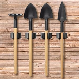 3-H Broom Holder Wall Mount 12 Pack, Heavy Duty Stainless Steel Mop and Broom Organizer Clips, Strong Grip Wall Mount Holders for Garage, Garden, Laundry Room & Utility Closet, Black