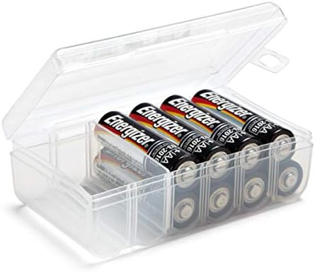 GlossyEnd Set of 4 - Two C and Two D Battery Storage Box, Battery Storage Case, Battery Holder Clear (C - D)