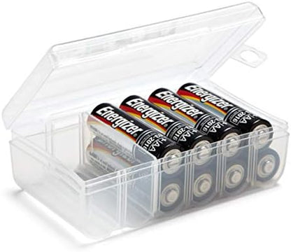 GlossyEnd Set of 4 - Two C and Two D Battery Storage Box, Battery Storage Case, Battery Holder Clear (C - D)