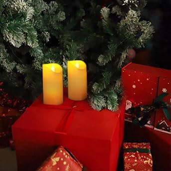 CANDLE CHOICE Waterproof Outdoor Battery Operated Flameless Candles with Remote Timer Plastic Flickering Fake Electric LED Pillars for Lantern Garden Wedding Christmas Decorations 3x4 Inches 3 PCS