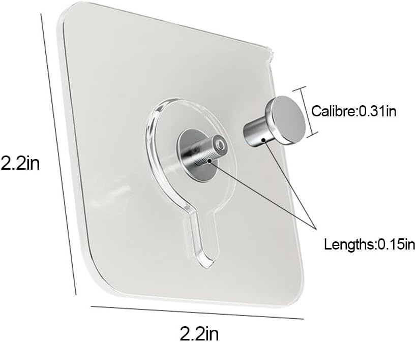 10 Pcs 33lb Heavy Duty Adhesive Hooks - 2.2" Transparent Waterproof, No Nails Wall Hangers for Frames/Bathroom/Kitchen
