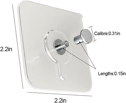 10 Pcs 33lb Heavy Duty Adhesive Hooks - 2.2" Transparent Waterproof, No Nails Wall Hangers for Frames/Bathroom/Kitchen