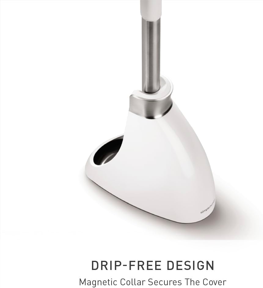simplehuman Toilet Brush with Caddy, Stainless Steel, White