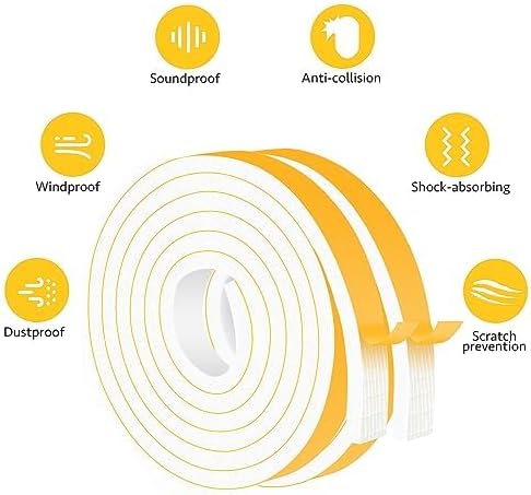 Strong Adhesive Weather Stripping, High Density Weatherproof Weather Stripping Door Seal Strip for Sliding Door, Windows,Noise-Reduction Foam Sealing Strip, White(1/2 in x 1/4 in x 13Ft) - Colors A