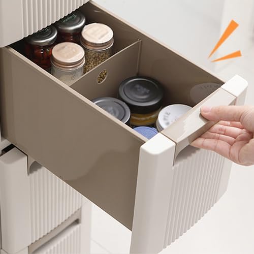 3 Tier Narrow Storage Cabinet with Wheels,Slim Rolling Cart with 3 Drawers,Bathroom Mobile Plastic Cabinets for Small Spaces