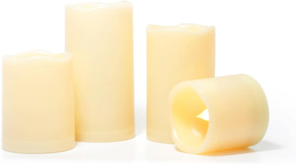 CANDLE CHOICE Waterproof Outdoor Battery Operated Flameless Candles with Remote Timer Plastic Flickering Fake Electric LED Pillars for Lantern Garden Wedding Christmas Decorations 3x4 Inches 3 PCS