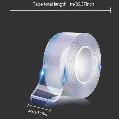 1Pc Reusable Washable Double-Sided Nano Tape - Invisible Strong Hold Multipurpose Bonding Solution for Home Organization, Kitchen & Bath, Christmas Decorations, Halloween Props