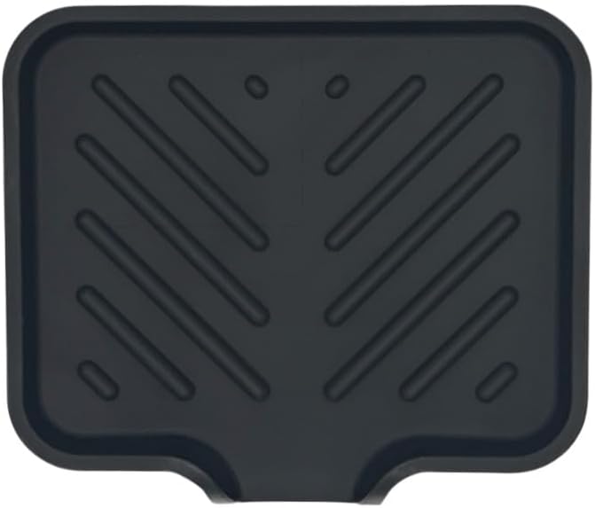 Silicone Soap Dish Tray and Sponge Holder with Drain Chute and Feet | 3-Way Sloped Design | Bathroom and Kitchen Sink Organizer Caddy (Black, 10"x4", 7.8 Ounces)