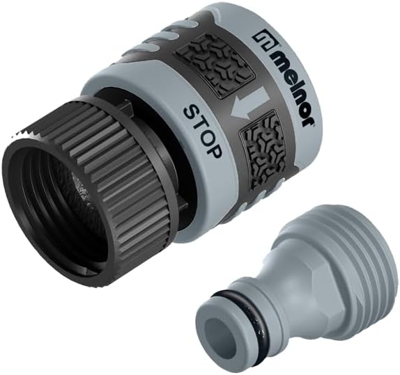 Melnor 65020-AMZ Metal Multi-Pattern Hose Nozzle with Rear Trigger Grip, 7 Spray Patterns, Heavy-Duty Metal Construction, Quick Connect Adapter, Black, Orange