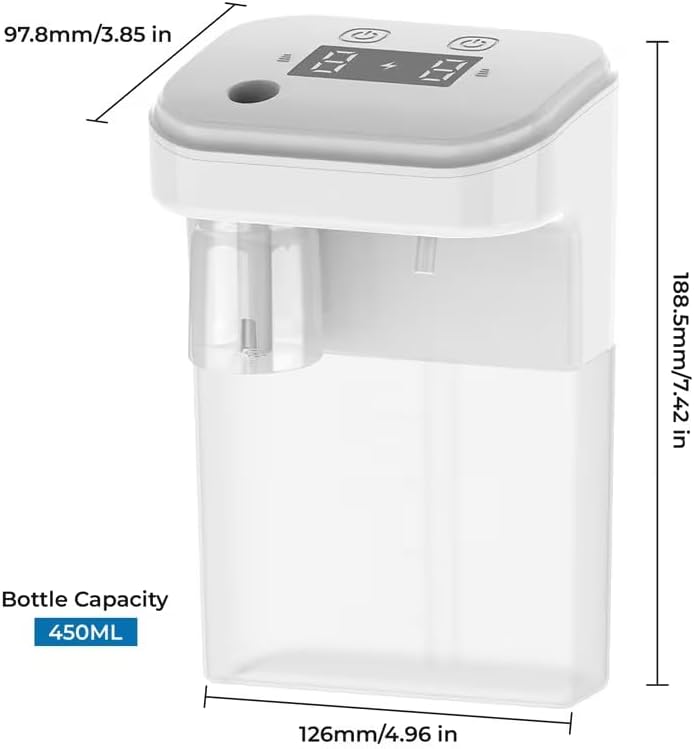 Automatic Soap Dispenser Touchless,Rechargeable Foaming Soap Dispenser,15oz/420ml Smart Hand Soap Dispensers,4-Level Adjustable,Wall Mount for Bathroom Kitchen Dish Soap