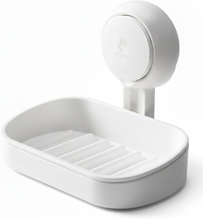 HOME&I Suction Cup Soap Dish Holder for Shower, Dual-Layer Self-Draining Bar Soap Holder, No-Drill Removable Wall Mount Soap Tray for Tile, Glass, Bathroom & Kitchen Sink