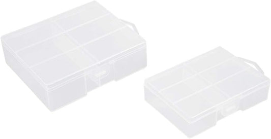 AA Battery Storage Box Organizer Holder Clear Plastic Case Container Portable-Holds 24xAA Batteries(2Pcs)