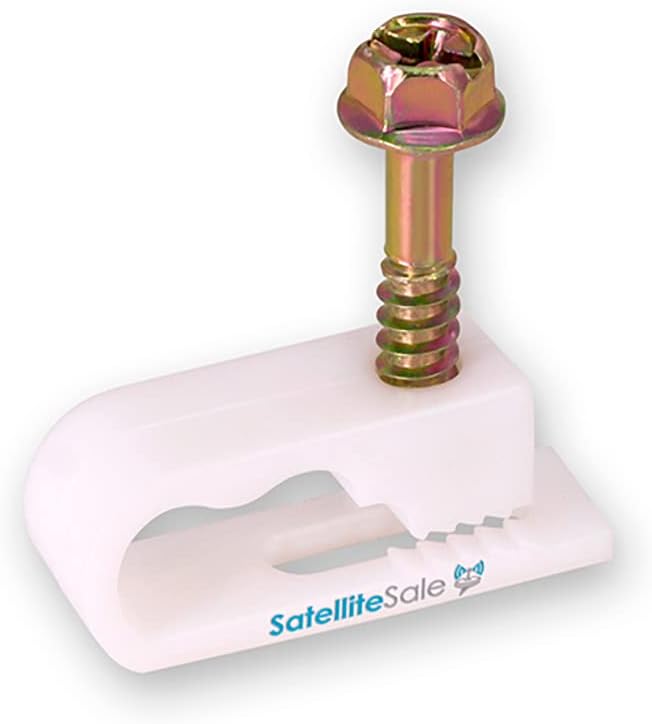 SatelliteSale Single Screw White Clips for Ethernet Internet Telephone Cable TV Wire Cable Management 100 Pcs