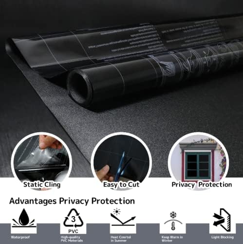 KESPEN Window Privacy Film Frosted Glass Heat Control UV Blocking Privacy Window Film for Glass Windows Static Cling Non-Adhesive Door Coverings Decals for Bathroom Home Office,17.5 Inch X 6.5 Feet