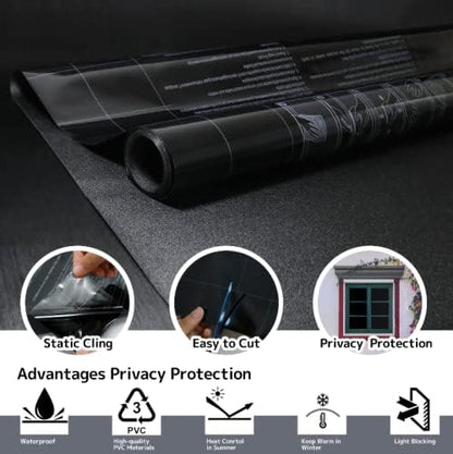 KESPEN Window Privacy Film Frosted Glass Heat Control UV Blocking Privacy Window Film for Glass Windows Static Cling Non-Adhesive Door Coverings Decals for Bathroom Home Office,17.5 Inch X 6.5 Feet