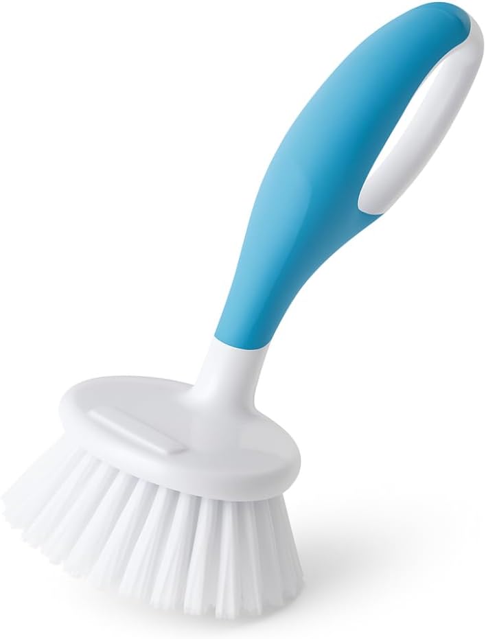Non-Slip Grip Small Handy Scrubber, Blue – Compact Handheld Cleaning Brush for Sink, Counter, Tile and Tub, Durable Bristles for Everyday Household Scrubbing