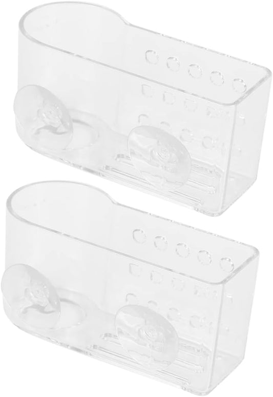 OUNONA 2-Piece Kitchen Sponge Holder Set Wall-Mounted Drying Rack for Duster Cloth and Kitchen Utensils Non-Drilling Storage Organizer for Sink and Countertop
