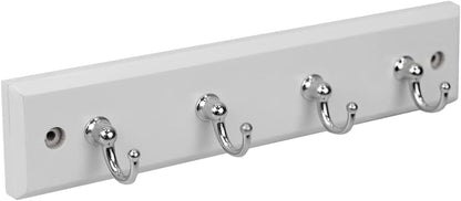 4 Hook Wall Mounted Key Rack by Home Basics | Engineered Cherry Wood Finish for Organizing Keys, Coats, and Accessories | Simple Design adds a Function Addition to Any entryway, Kitchen, or Hallway