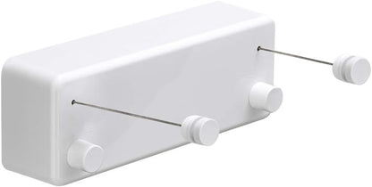BESy Retractable Clothesline ABS case+Aluminum Dryer with Adjustable Stainless Steel Double Rope String Hotel Style Heavy Duty,Wall Mounted Method, 13.8 Feets,White