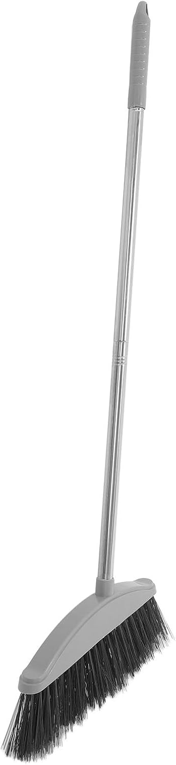 Veemoon Long Handle Floor Broom with Plastic Bristles Heavy Duty Household Sweeping Broom for Indoor and Outdoor Use Nordic Gray for Home Cleaning and Patio Sweeping