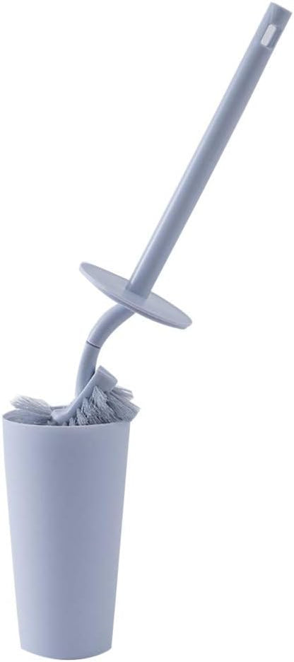 Toilet Bowl Brush and Holder, Covered Bathroom Toilet Brush, Bathroom Deep Cleaning Toilet Cleaner Scrubber Under Rim with Curved Bristle, Space Saving, Deep Cleaning Brush for Toilet (Blue)