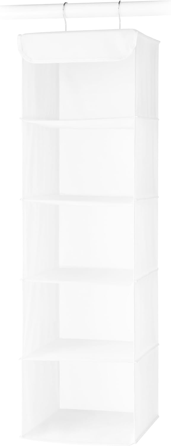 Whitmor 5 Section Closet Organizer - Hanging Shelves with Sturdy Metal Frame