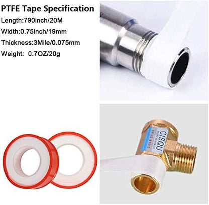 GCQ Teflon Thread Seal Tapes，PTFE Thread Seal Tape for Plumbers Sealant Tape for Leak Water Pipe Thread 3/4 inch x 790 inch (5 Pack/White)