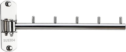 Folding Wall Mounted Clothes Hanger Rack with Swing Arm Stainless Steel Heavy Duty Coat Hook for Bathroom, Bedroom, Laundry Room- White