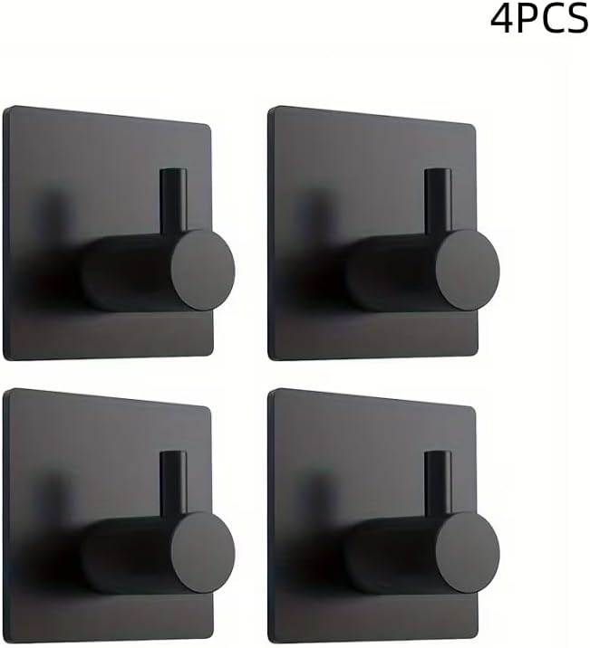 4pcs, Adhesive Heavy Duty Wall Hooks, Waterproof Stainless Steel Hooks, Wall Mount, Silvery