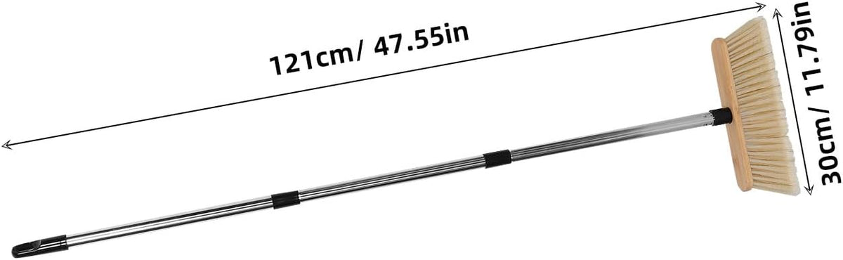 Didiseaon 1 Set Garden Broom: Heavy Duty Outdoor Bamboo Broom with Stainless Steel Handle - Hard Bristle Sweeping Brush for Garden Patio Garage Hardwood Floors Cleaning