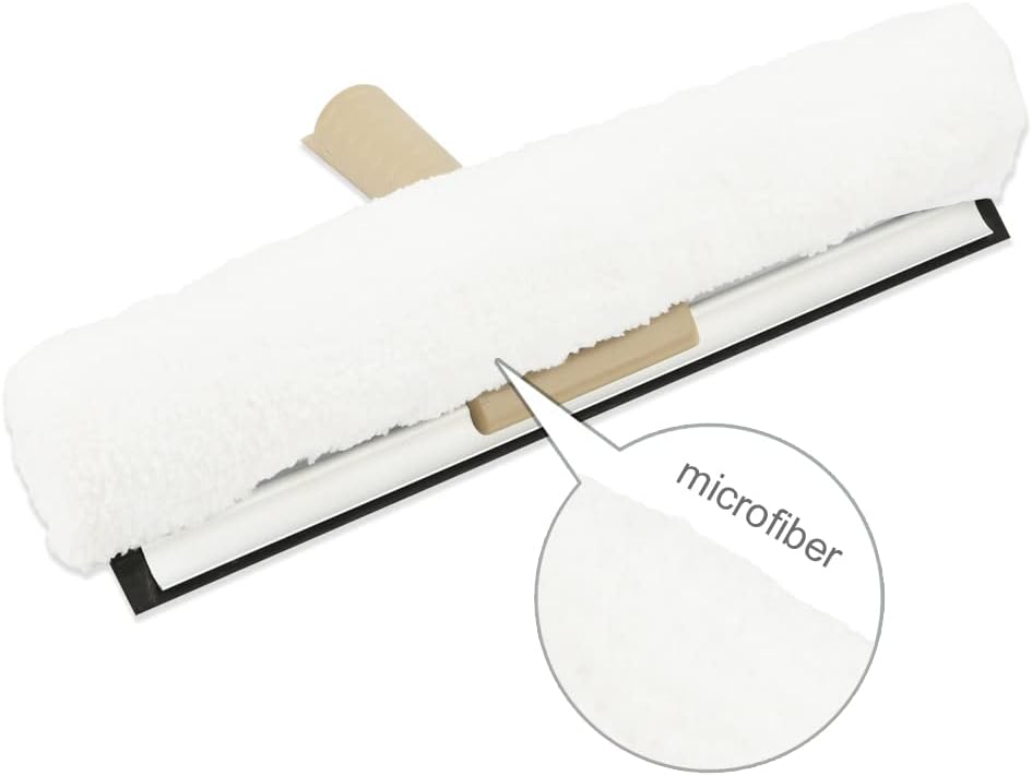 13-Inch Window Washer Sleeve, Microfiber Squeegee Sleeve Refills for 11-12 inch Window Cleaner Scrubber - 2 Packs, White