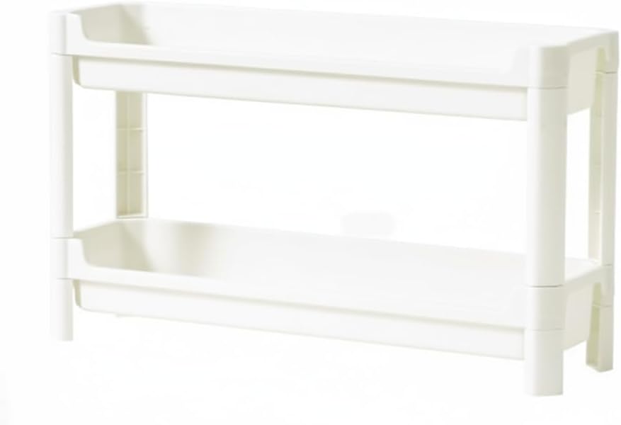 Slim Rolling Storage Cart, White | Plastic Utility Organizer, With Wheels, For Narrow Gaps, Kitchen and Bathroom