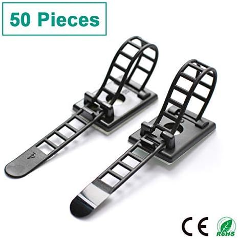 25 Pieces Desk Wire Organizer Cable Ties Zip Ties Adhesive Cord Clips Cable Management Cord Keeper Desk Wire Management | Compact 25-pack for desks, entertainment centers, and small home cable setups; adjustable nylon straps release for reuse.