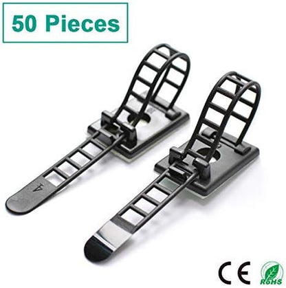 25 Pieces Desk Wire Organizer Cable Ties Zip Ties Adhesive Cord Clips Cable Management Cord Keeper Desk Wire Management | Compact 25-pack for desks, entertainment centers, and small home cable setups; adjustable nylon straps release for reuse.
