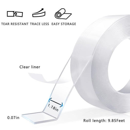 SPLASHGRIP Double Sided Tape Heavy Duty Removable Nano Tape Multipurpose Mounting Tape for Poster Carpet Picture Hanging Strip Rug WallCarpets Outdoor Home Office (9.85 Feet)