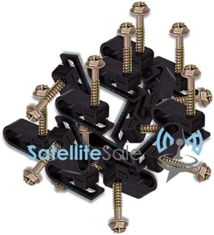 SatelliteSale Single Screw White Clips for Ethernet Internet Telephone Cable TV Wire Cable Management 100 Pcs