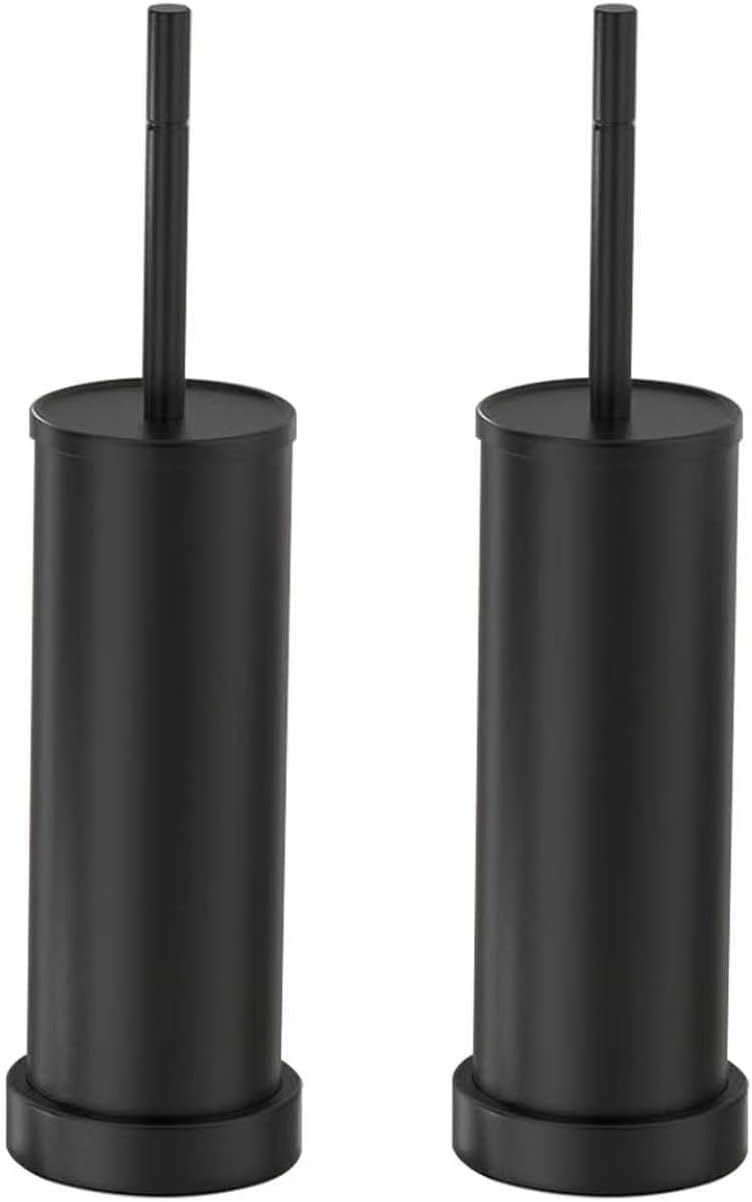 Brushed Nickel Toilet Brush and Holder Set, 304 Stainless Steel Toilet Brush for Bathroom, Heavy Duty Toilet Bowl Brush with Holder, Removable Inner Bowl and Splash Protection, Long Handle