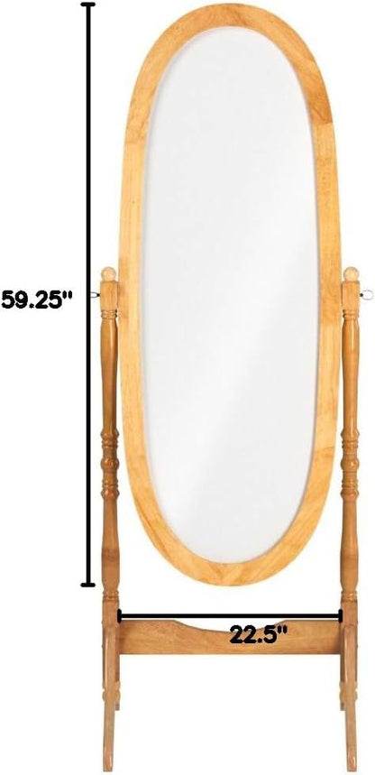 Roundhill Furniture Traditional Queen Anna Style Wood Floor Cheval Mirror, Cherry Finish