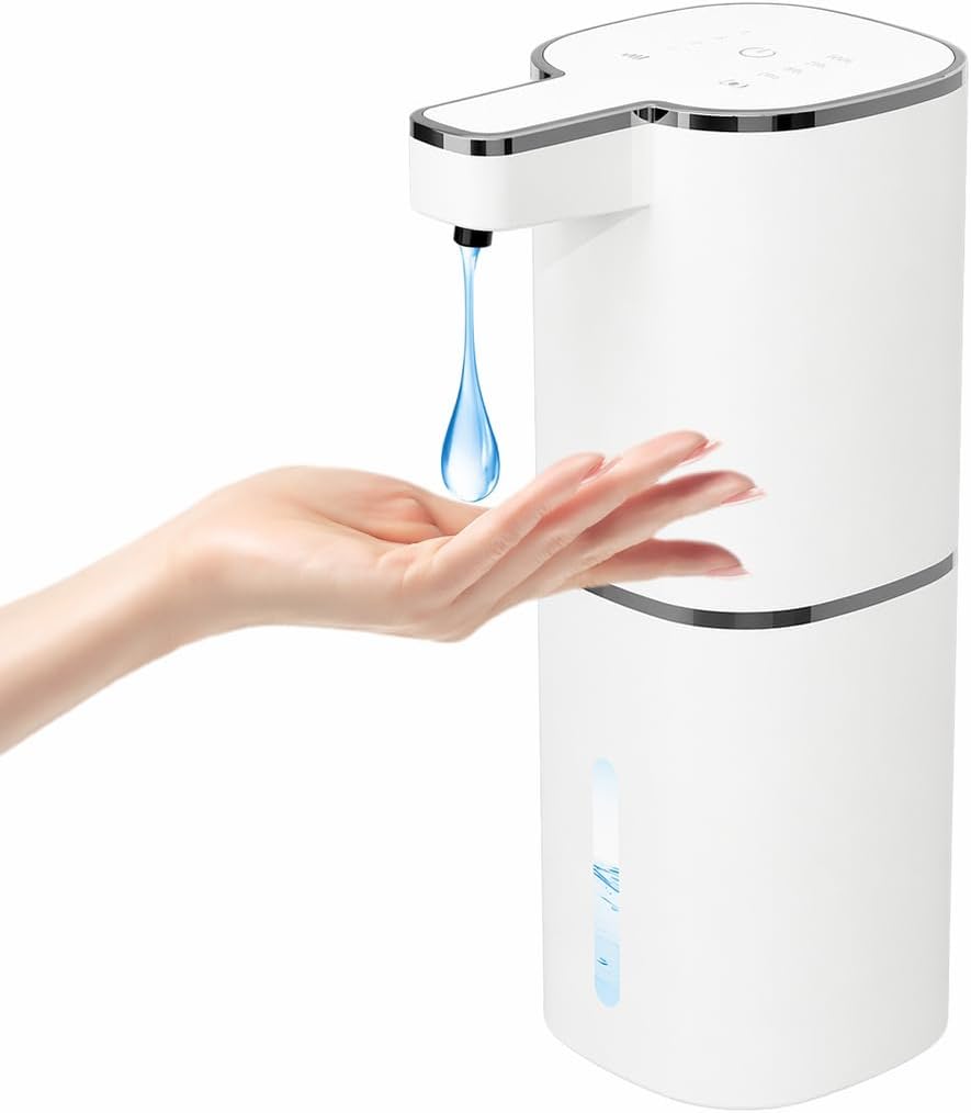 Automatic Foaming Soap Dispenser, Touchless Hand Soap Dispenser, USB Rechargeable, 4 Adjustable Levels, 14.2 oz (420 ml) Large Capacity, for Bathroom, Kitchen & School (Black, Foaming)