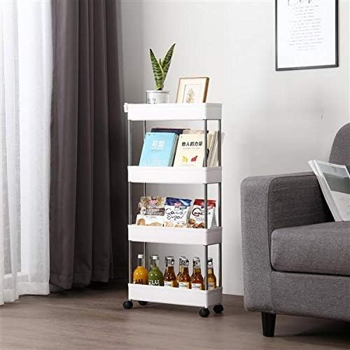 Slim Storage Cart, Rolling Cart Bathroom Organizer Kitchen Storage Carts 16 x 5.1 x 34.5inch, for Kitchen, Bedroom, Office, Laundry Room, Small Narrow Spaces
